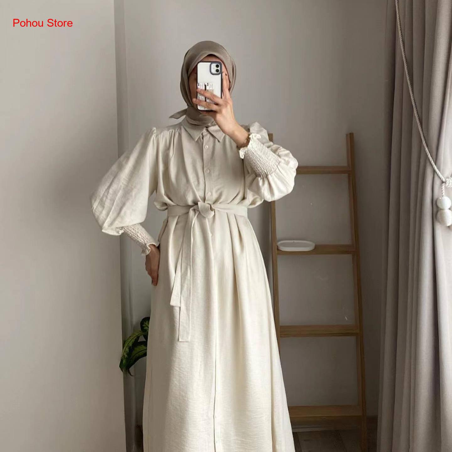 Korean Style A Line Shirt Dress - Vestido Camisero Estilo Coreano para Mujer,