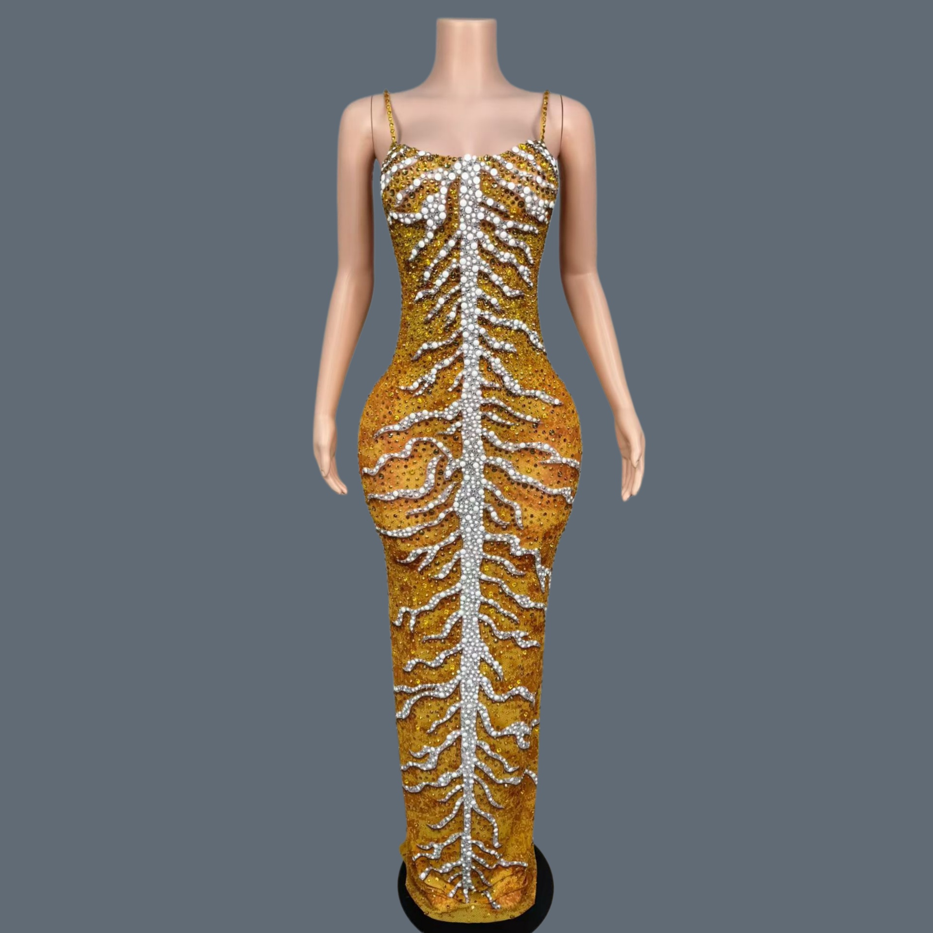 Sparkly Rhinestone Club Party Dress - Vestidos Largos Elegantes de Spandex con