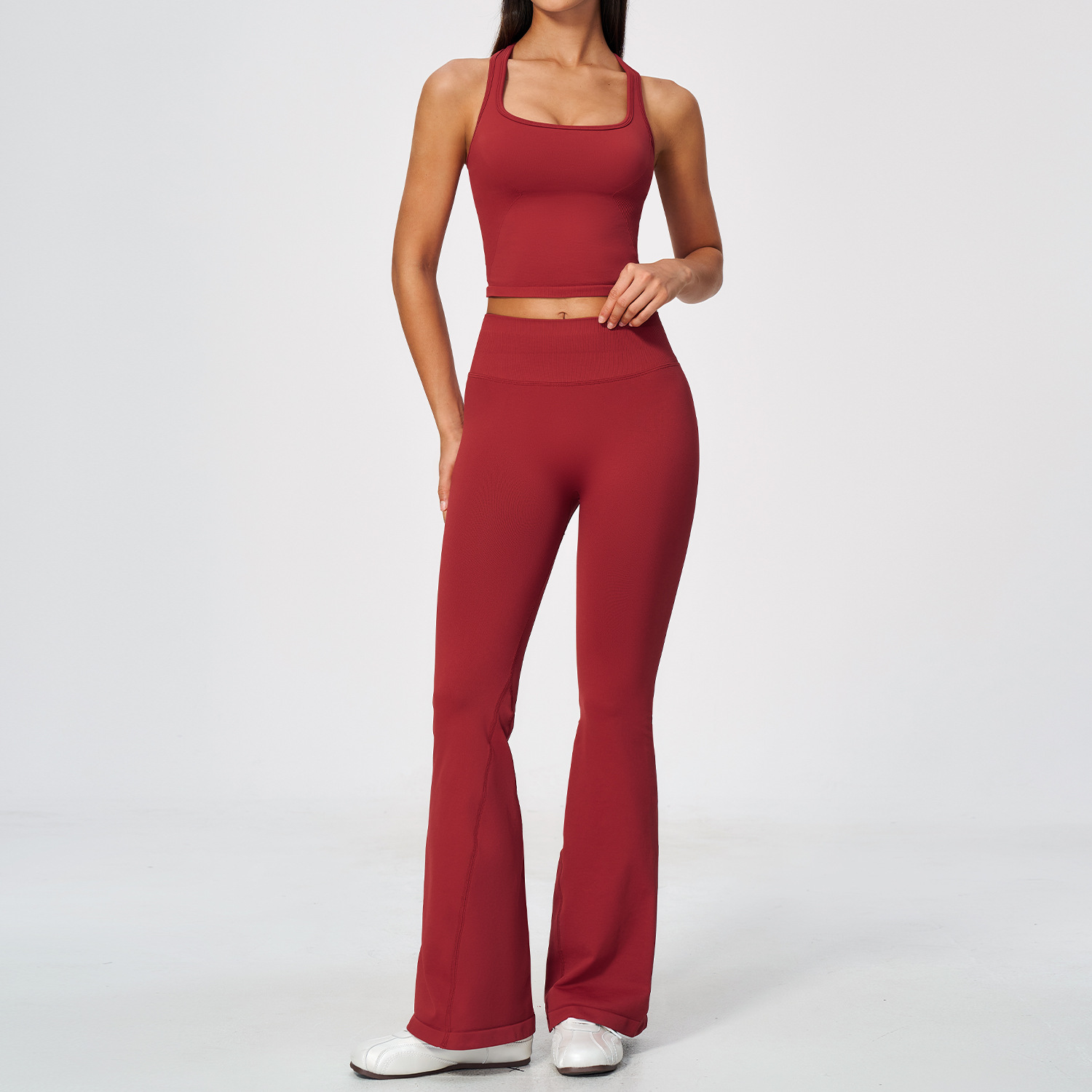 Conjunto de yoga de dos piezas - Seamless Ribbed Workout Tank Top reseña y precio