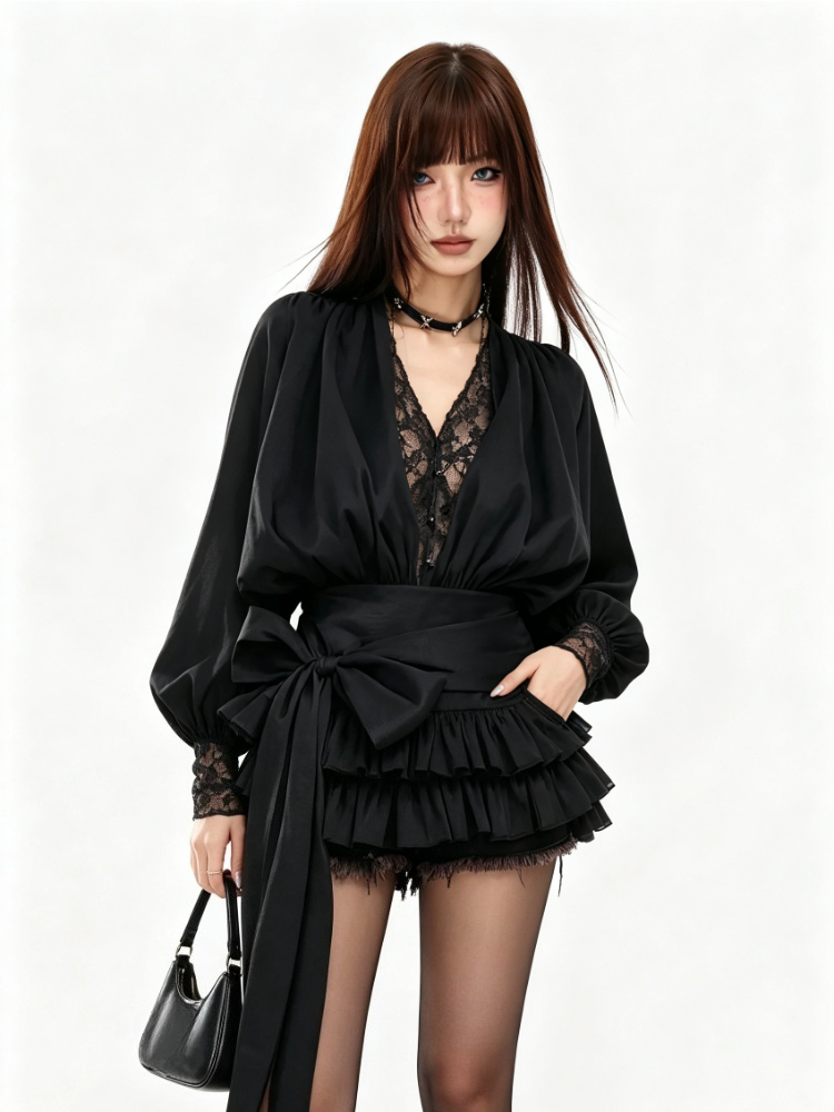 Vestido Largo de Chifón Negro  - French Vintage Floral Midi Dress reseña y precio