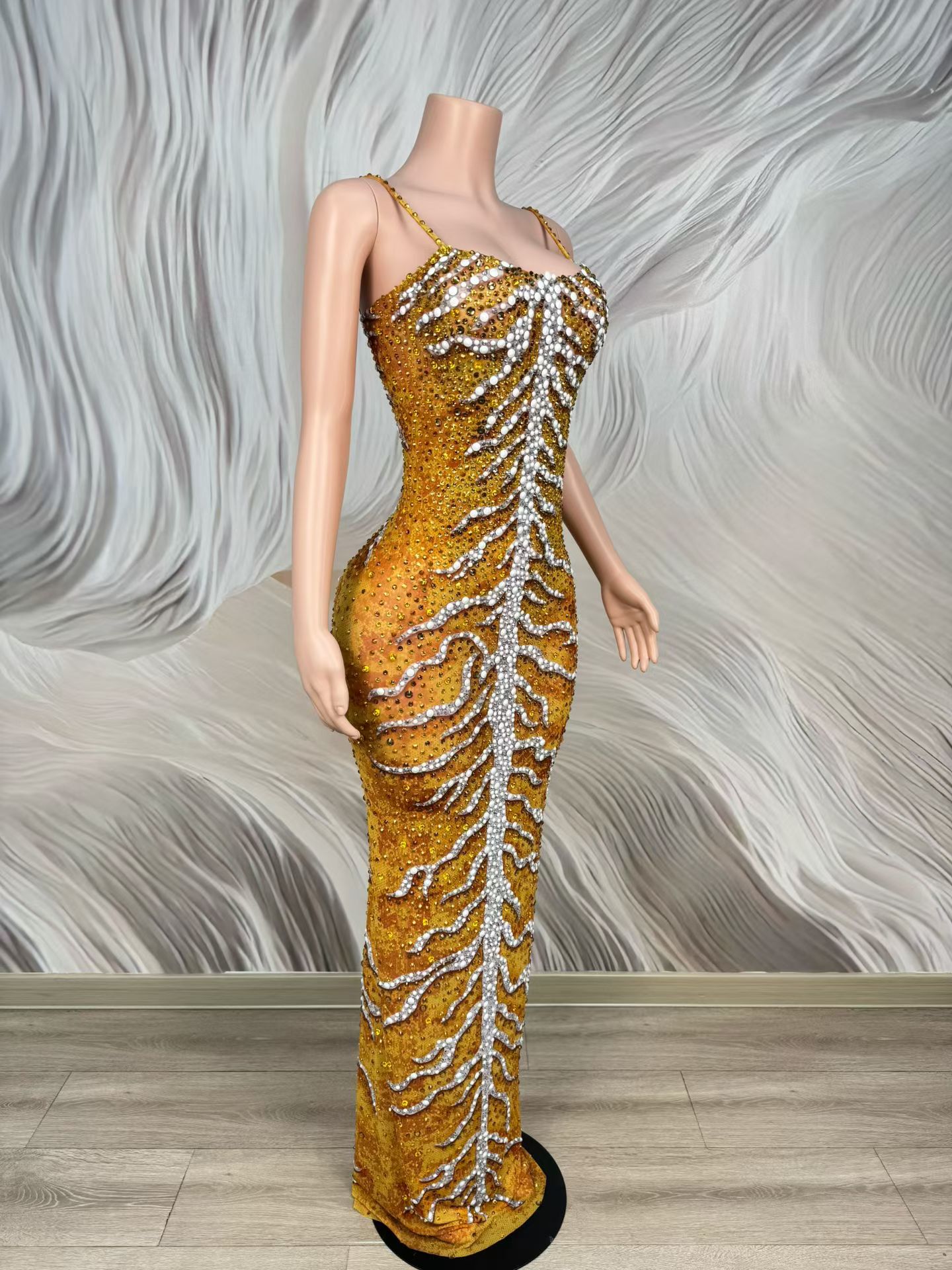 Vestidos Largos Elegantes de S - Sparkly Rhinestone Club Party Dress reseña y precio
