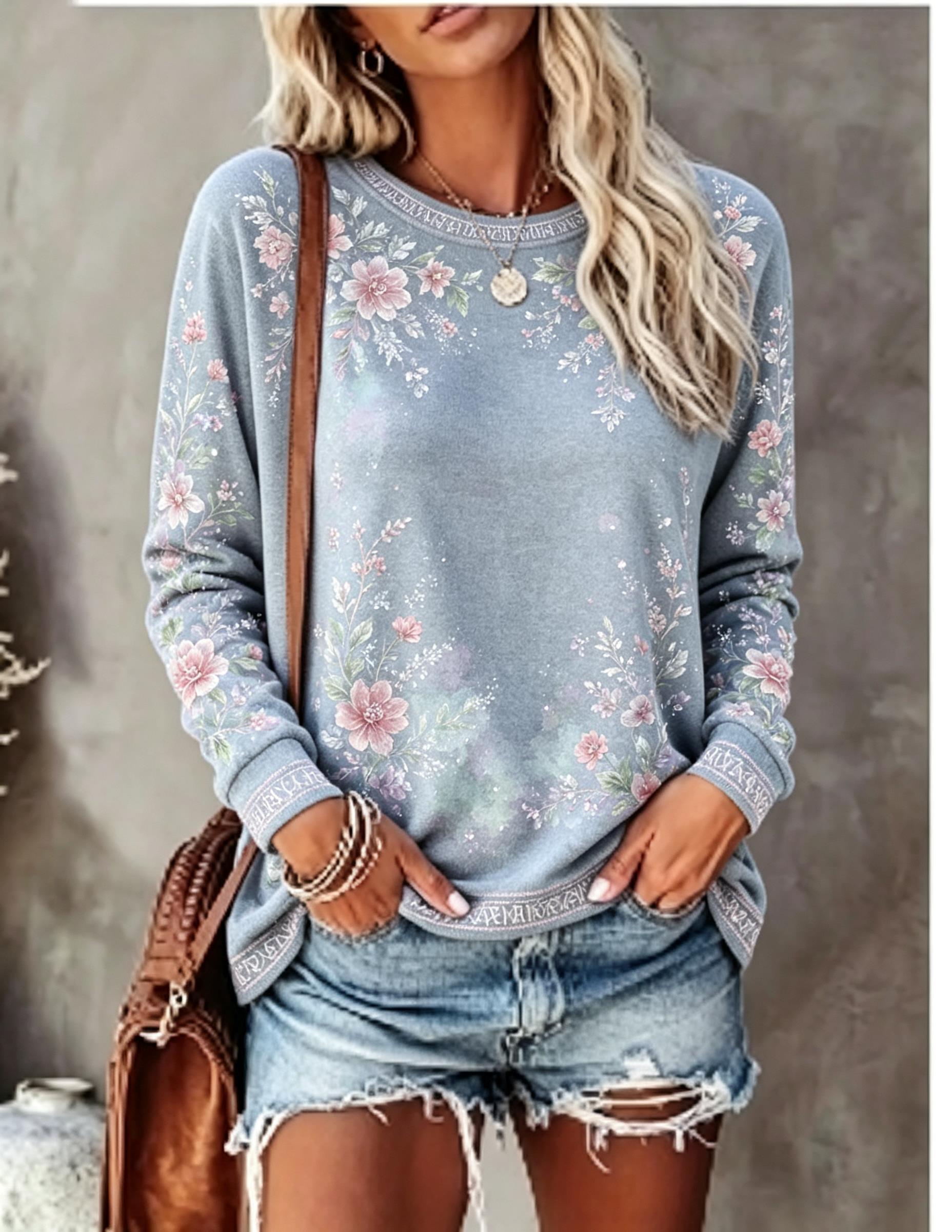 Camiseta de manga larga con cu - Blouses reseña y precio