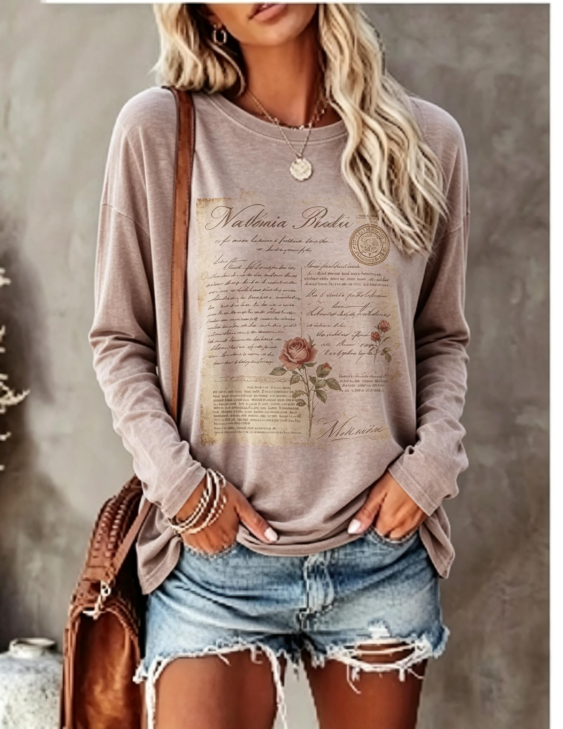 Camiseta de manga larga para m - Blouses reseña y precio