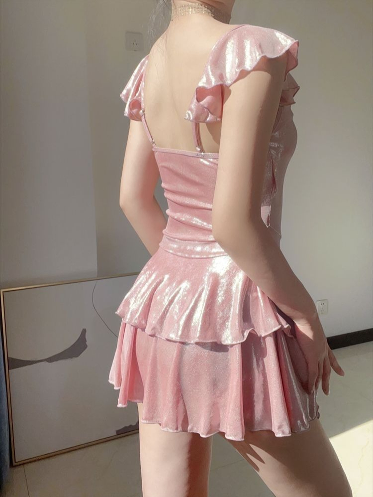 Traje de Baño Rosa Brillante p - Tops reseña y precio